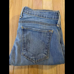 McGuire, blue distressed Pirelli Ankle Roll skinny jeans, size 25